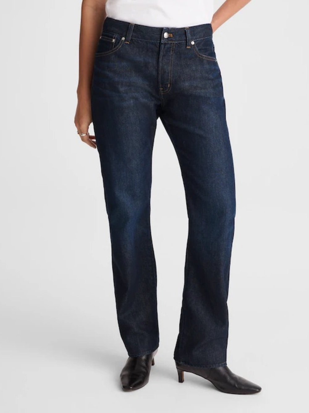 Madewell Dean Easy Straight Jean in Softdrape 26P 26 Petite Dark Wash $158 NY553